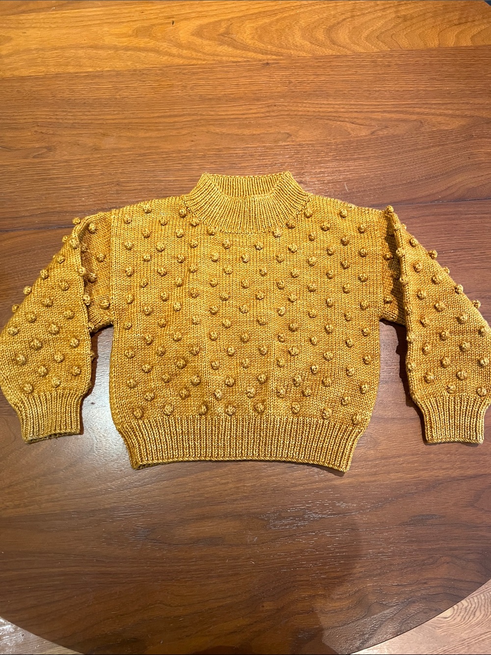 Misha and Puff - rich Mustard Bubble-Knit Mock Neck Sweater